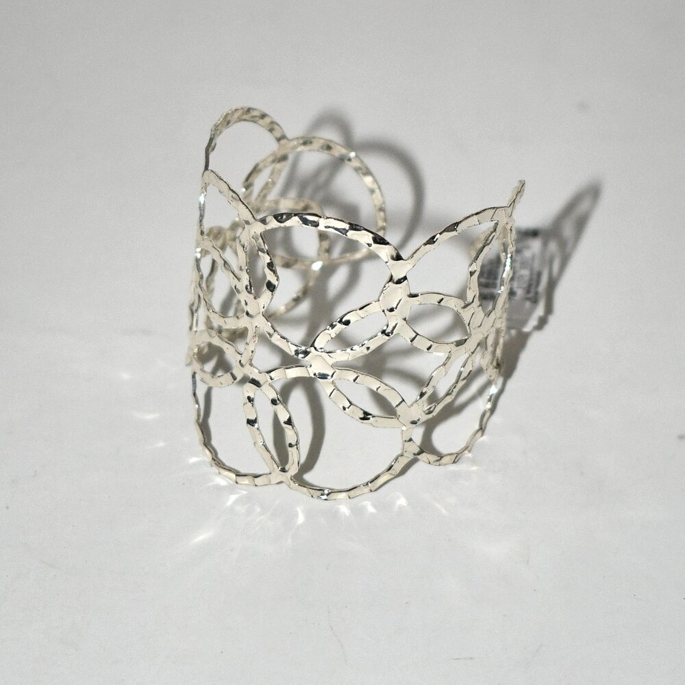 Anna & Ava Hammered Silver Plated Cuff Bracelet 2.25" Wide #D45511B NWT